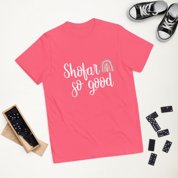 Girl's "Shofar So Good" Jersey T-Shirt, Messianic Kid's Tees