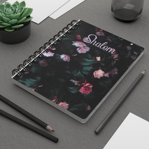 Spiral Bound Floral Shalom Bible Journal with Torah Portion Schedul, 5x7 75 Page Bible Notebook