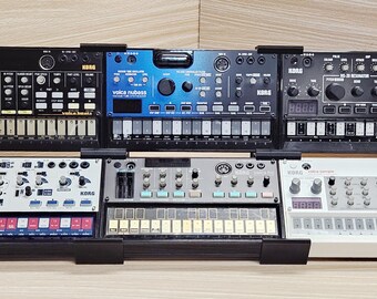 The Analog Source 2 Tier Angled Stand Holds 6 Korg Volca Beats Bass FM Keys Nubass Loop Sample Synthesizer Mixer Drum Rhythm Machine Sampler