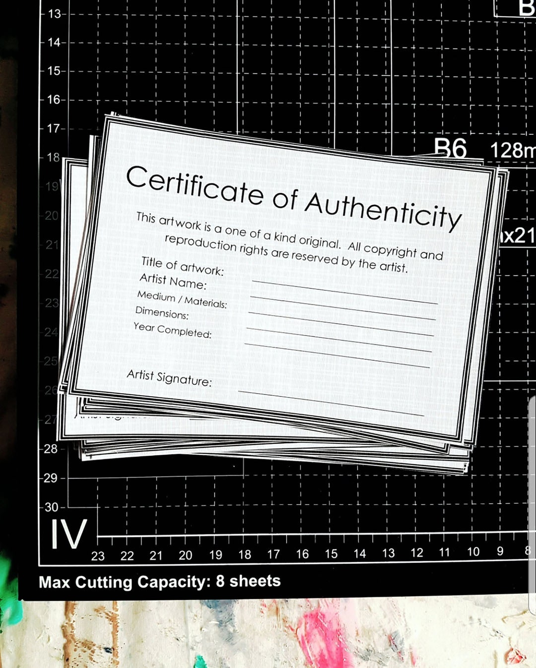 Simple Fillable Certificate of Authenticity Cards for 