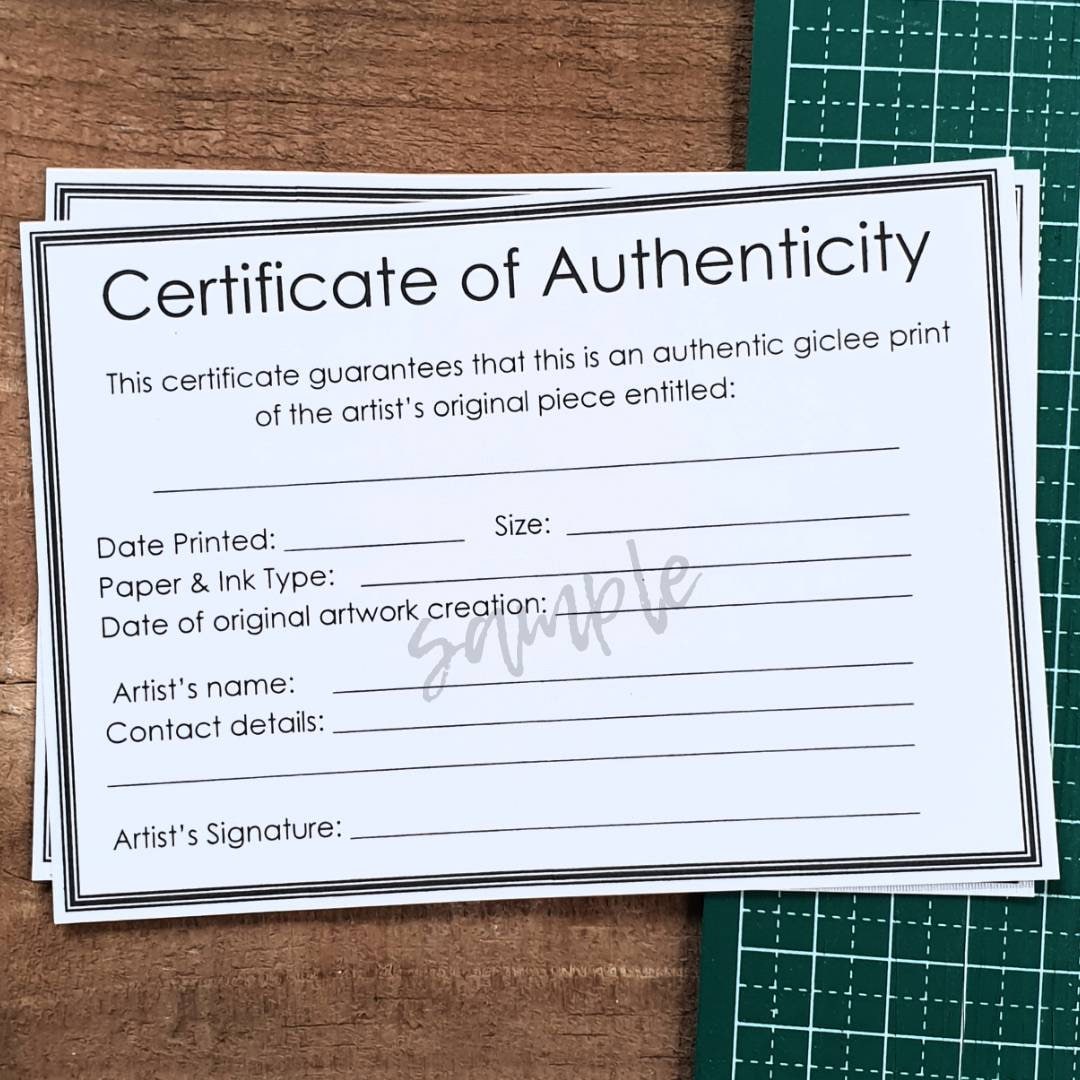 Modern Certificate Of Authenticity Art Template Modern Certificate Of Authenticity Art Template
