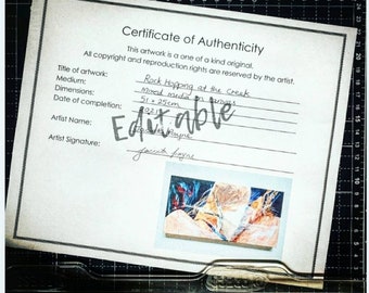 Editable Certificate of Authenticity Template for Artists (MS Word)
