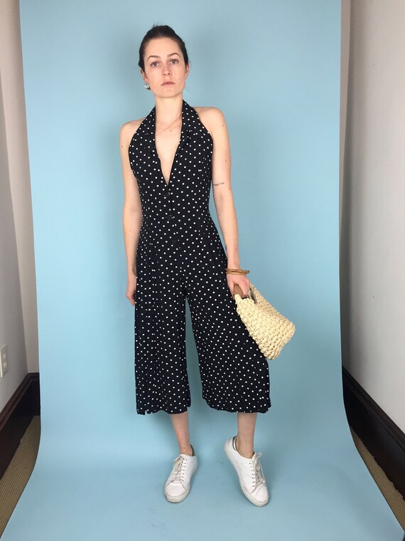 polka dot culotte jumpsuit