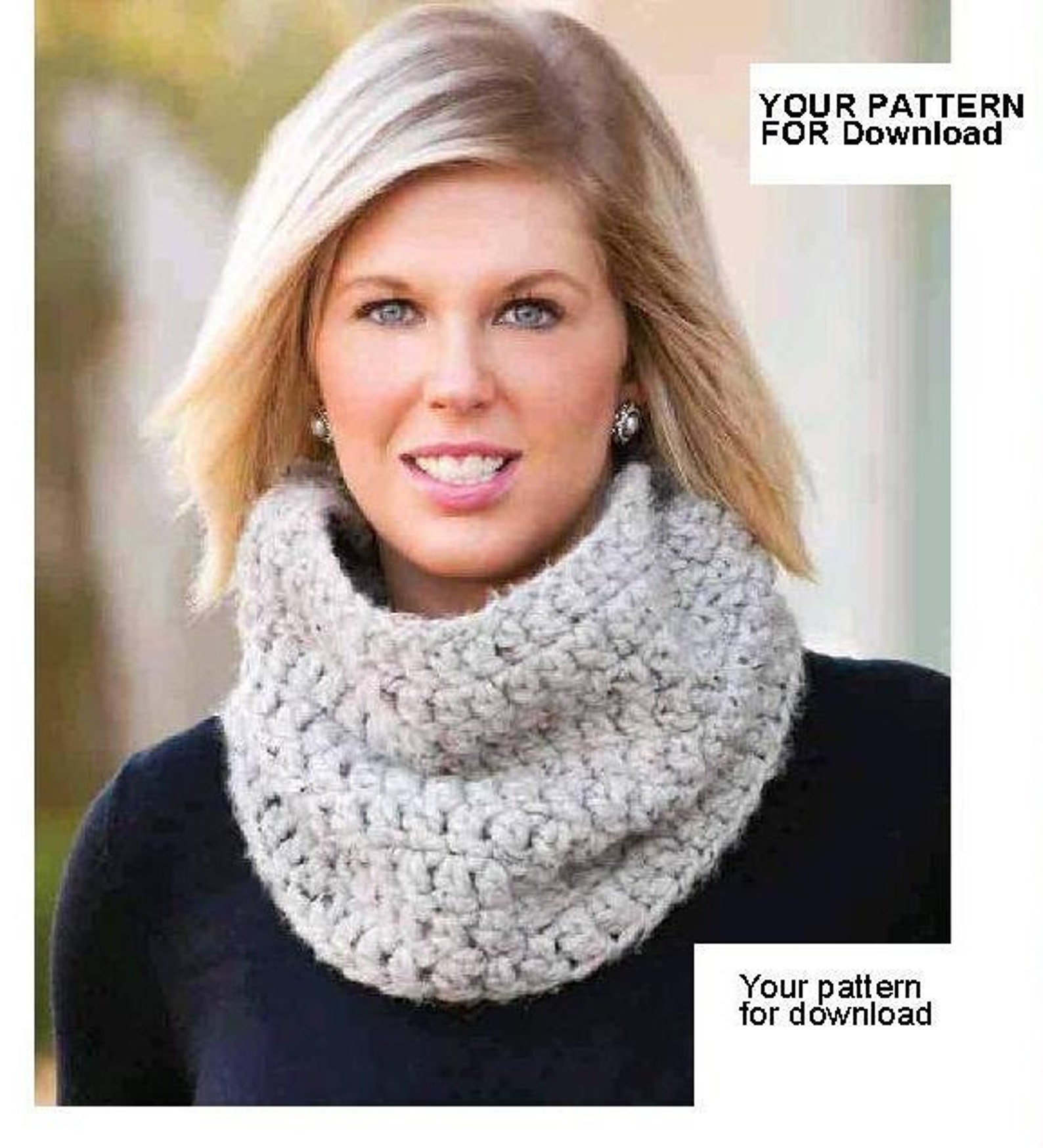 Crochet snood pdf Loop scarf pattern Easy crochet snood Snood Etsy