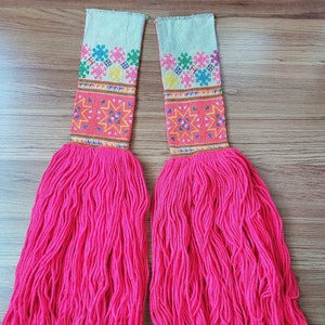 Hmong Vintage Hand Embroidered Dress Panels With Long Fringes