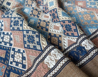 Ethnic Lao Tai Leur Hand Woven Cotton Tapestry in Natural Colours