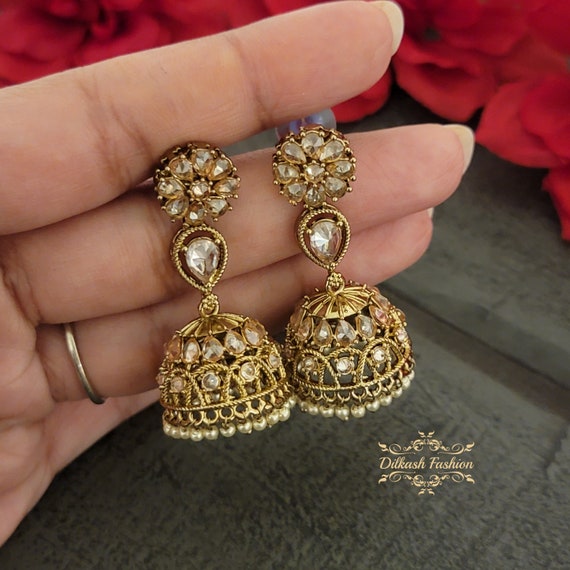 Gold plated Sterling Silver Pearl Jhumka – Silvermerc Designs