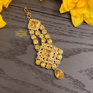 Pakistani Indian Punjabi Beautiful Gold Rhinestone Crystal Jhumar Passa Headpiece Dilkash Fashion Jewelry Bollywood