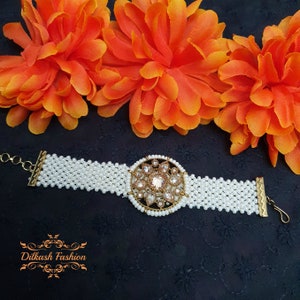 Pakistani Indian Punjabi Polki Pearl Bracelet Dilkash Fashion Jewelry Bollywood
