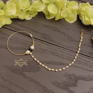 Pakistani Indian Punjabi Gold Green Anushka Sharma Nath Nose Ring Nathni Dilkash Fashion Jewelry Bollywood