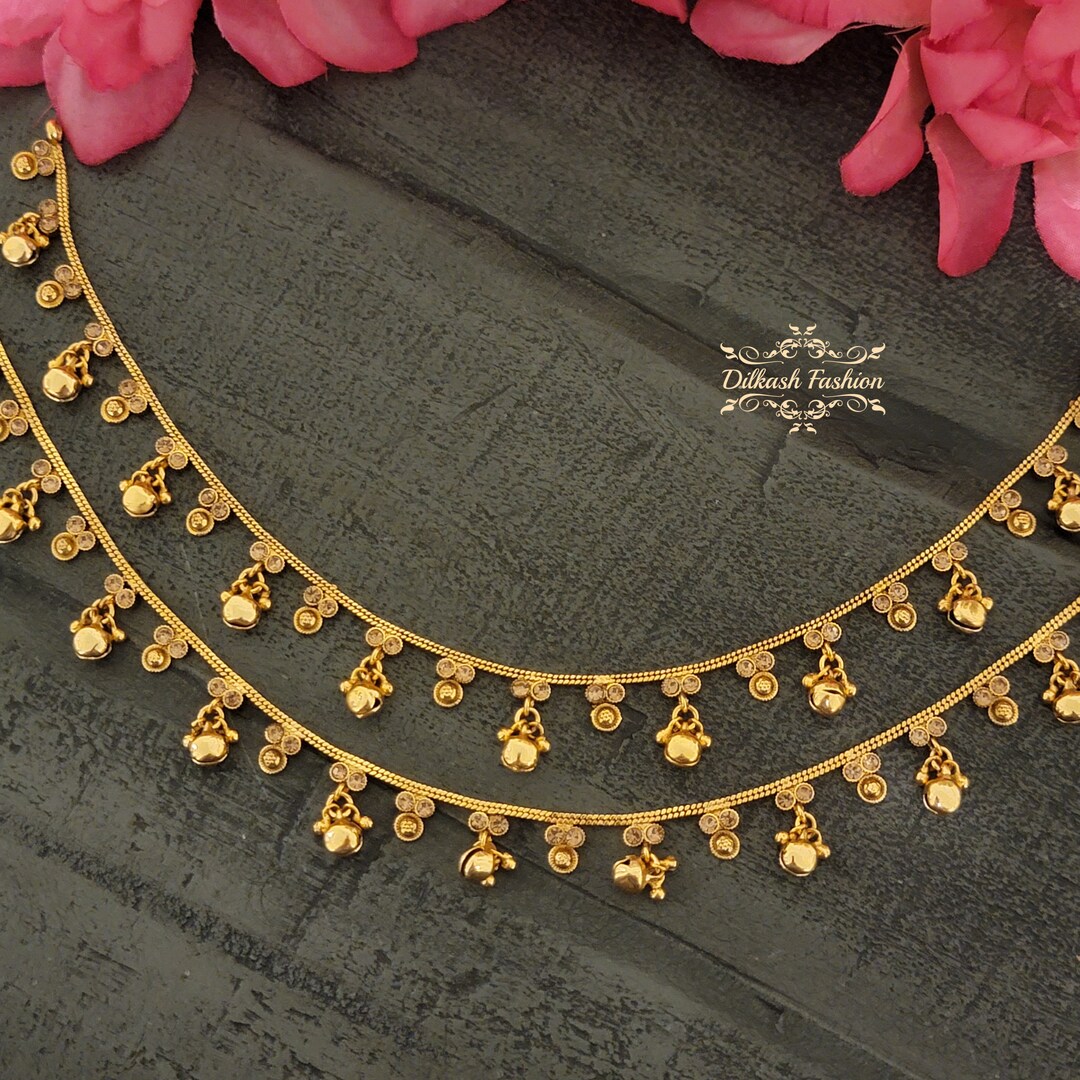 Pakistani Indian Punjabi Gold Polki Anklet Payal Pair Dilkash Fashion