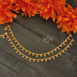 Pakistani Indian Punjabi Gold Polki Anklet Payal Pair Dilkash Fashion Jewelry Bollywood Pazaib Pajaib Foot Jewelry Anklets Ghungroo