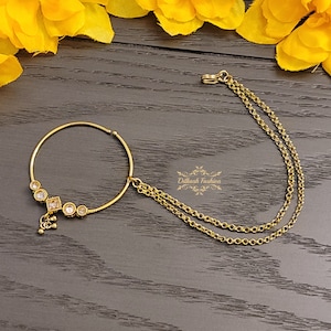 Pakistani Indian Punjabi Gold Polki Nath Nose Ring Nathni Dilkash Fashion Jewelry Bollywood Nose Jewelry Nose Jewels Nathna Nose Hoop