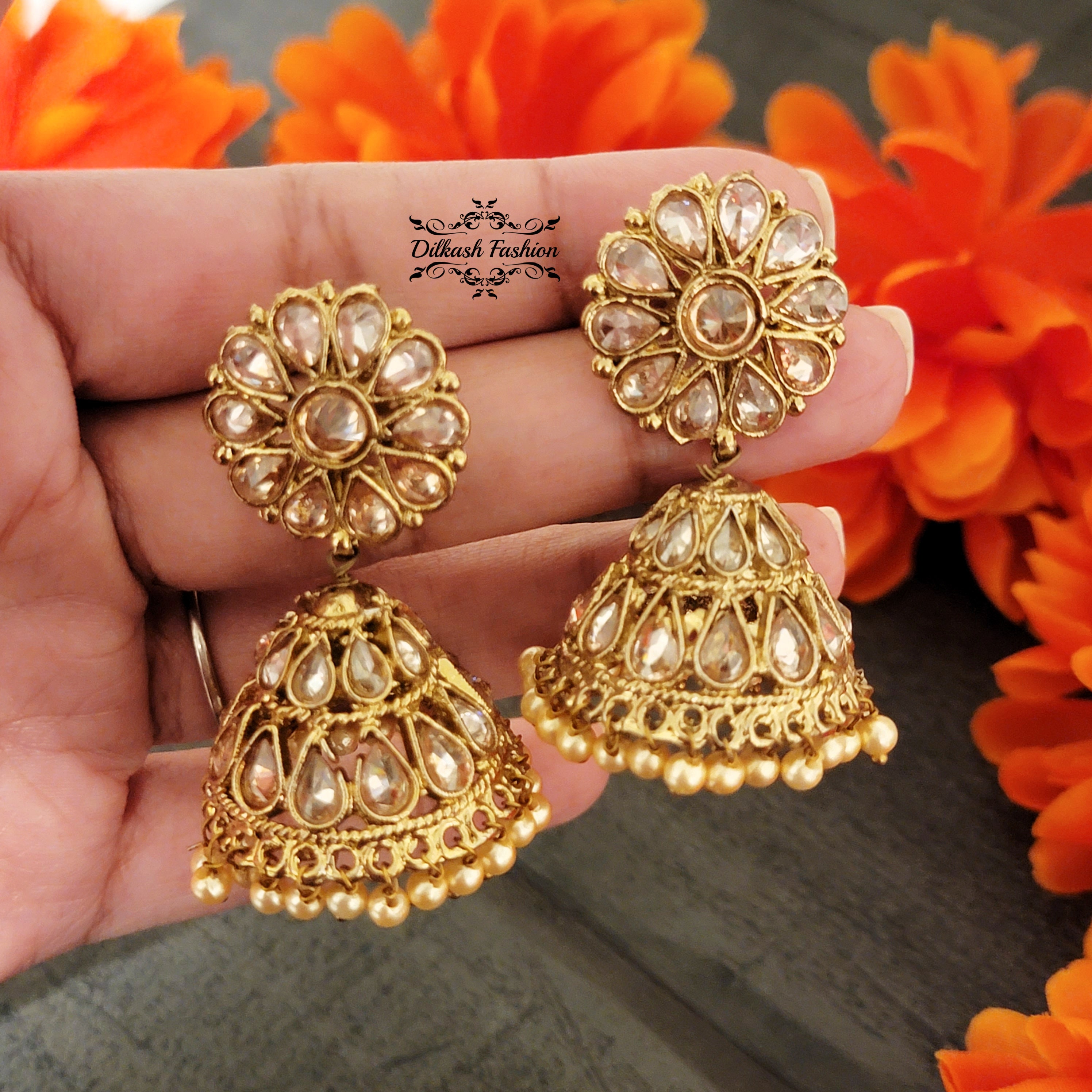Traditional Sun Earrings With Classic Jhumka – Celebravo®