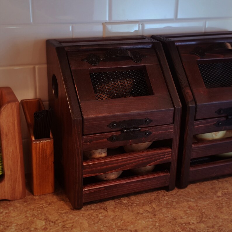 Rustic Countertop Potato Bin Onion Bin Vegetable Bin or Etsy