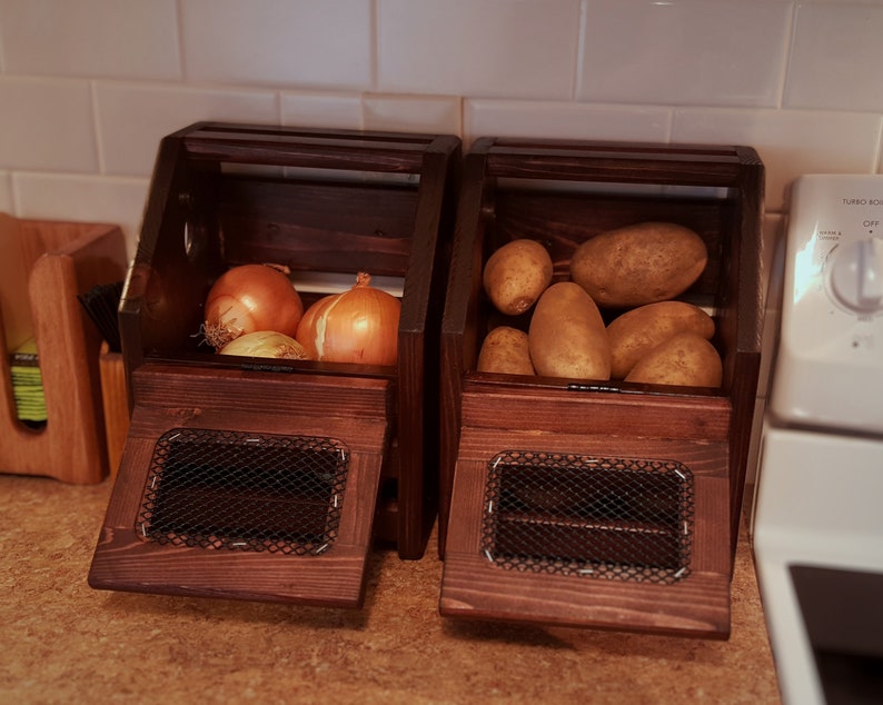 Rustic Countertop Potato Bin Onion Bin Vegetable Bin or Etsy