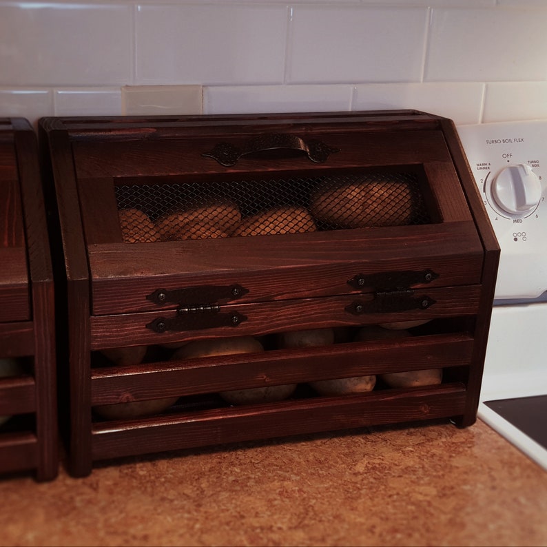 Large Rustic Countertop Potato Bin Onion Bin Vegetable Bin Etsy