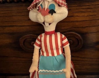 Vintage 60s Bunny Rabbit Multi Colored Stuffed Animal San Francisco Dakin Product Dream Dolls  Made in Japan Dream Pets Easter Bunny