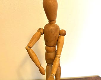 Vintage Wood Artist Drawing Mannequin Poseable Jointed Figurine Statue Art Class Drawing Tool