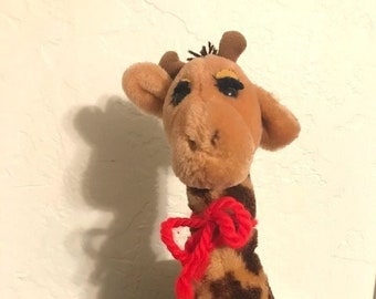 Vintage 80s Dakin Giraffe Stuffed Animal Plush Toy Brown and Gold Spots San Francisco Fun Farm Made in Korea