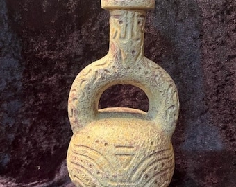 Vintage 60s M H Strikow Porcelain Ceramic Decanter Chokalu Liquer Bottom Stamped Art Porcelain and Los Angeles  Liquor Bottle W/ Lid