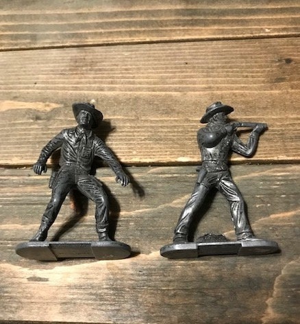 Vintage 50s Set of 2 Metal Cowboy Sheriff Figurine Statues of - Etsy