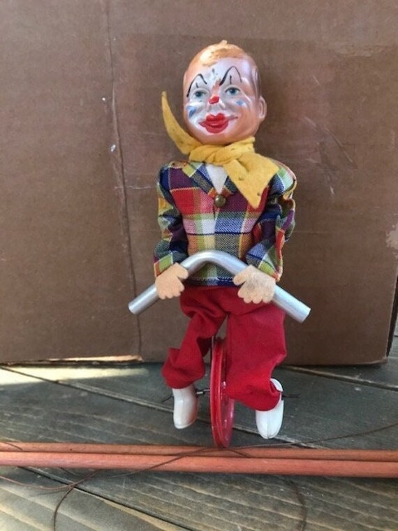 Vintage German balancing clown unicycle toy Toys & Games Toys WindUp