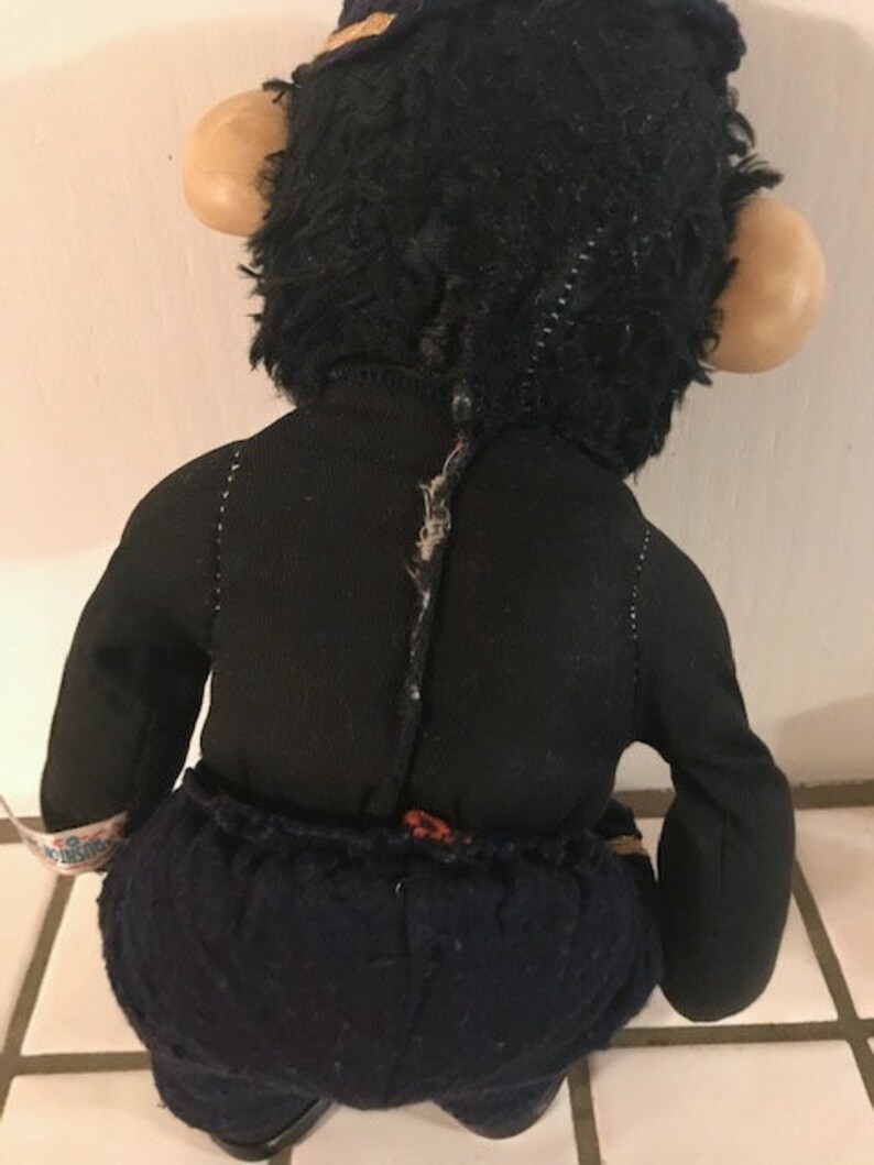 Vintage 50s Rushton Star Creation Military Soldier Monkey Mr Bim Zippy Monkey Chimpanzee Rubber Face and Hands Plush Animal 16" VERY RARE! image 6