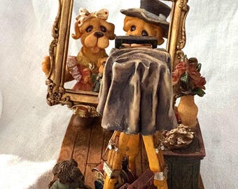 Vintage 90s Barkley Crossing "Barkley Family Portrait" Dogs in Picture Frame with Camera Figurine Statue Collectable Kitschy Cute