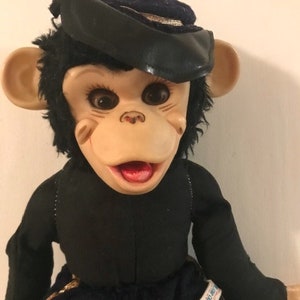 Vintage 50s Rushton Star Creation Military Soldier Monkey Mr Bim Zippy Monkey Chimpanzee Rubber Face and Hands Plush Animal 16" VERY RARE! image 4