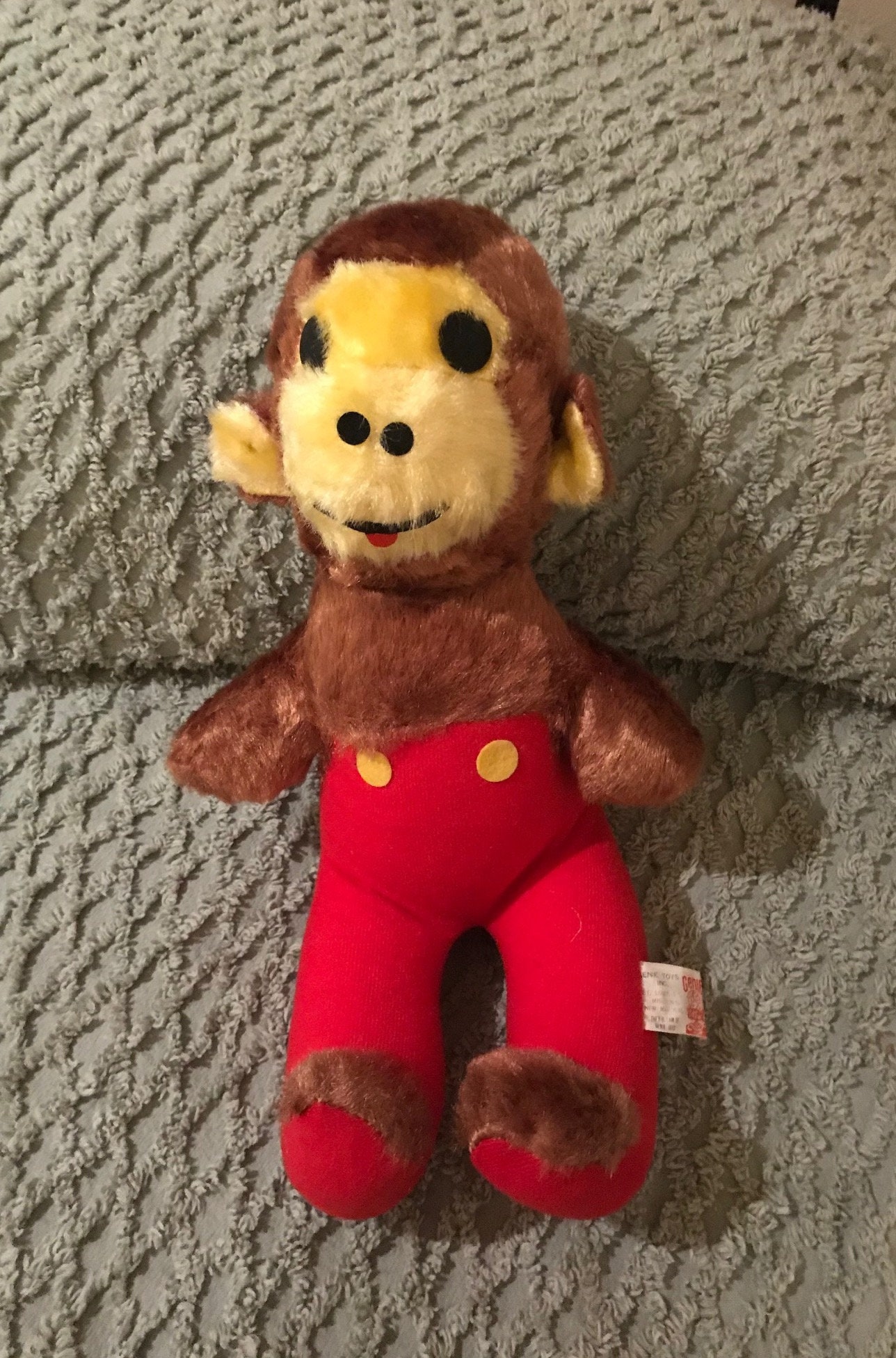 Vintage 70s Curious George Stuffed Animal Monkey Carnival Plush