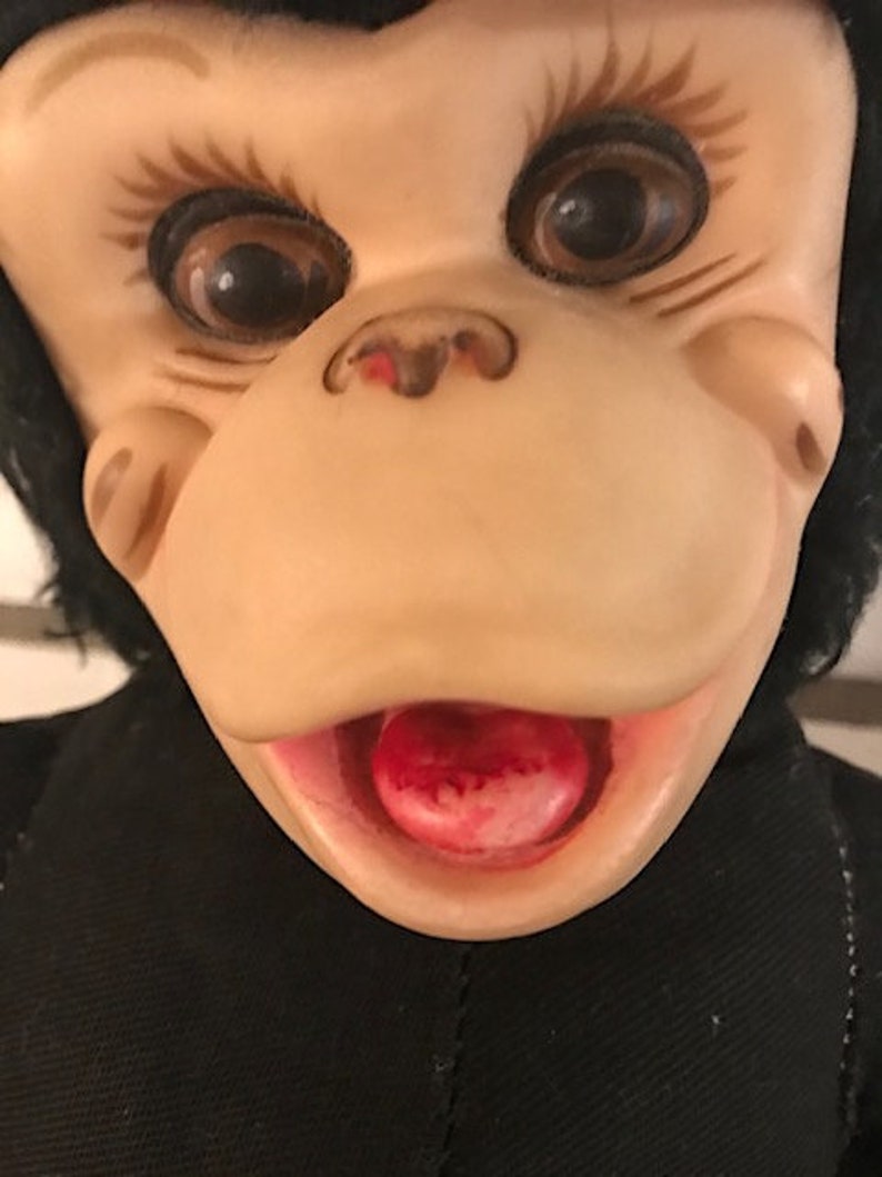 Vintage 50s Rushton Star Creation Military Soldier Monkey Mr Bim Zippy Monkey Chimpanzee Rubber Face and Hands Plush Animal 16" VERY RARE! image 9