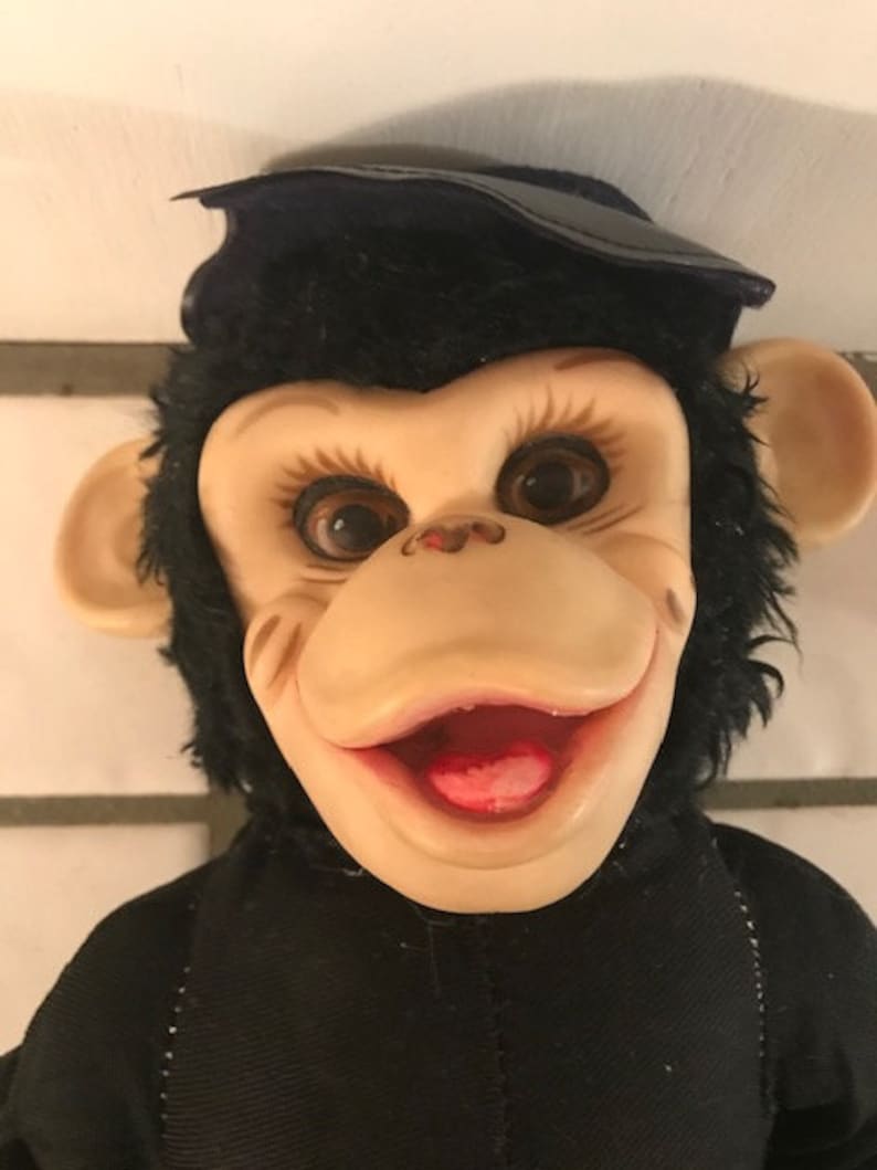 Vintage 50s Rushton Star Creation Military Soldier Monkey Mr Bim Zippy Monkey Chimpanzee Rubber Face and Hands Plush Animal 16" VERY RARE! image 2