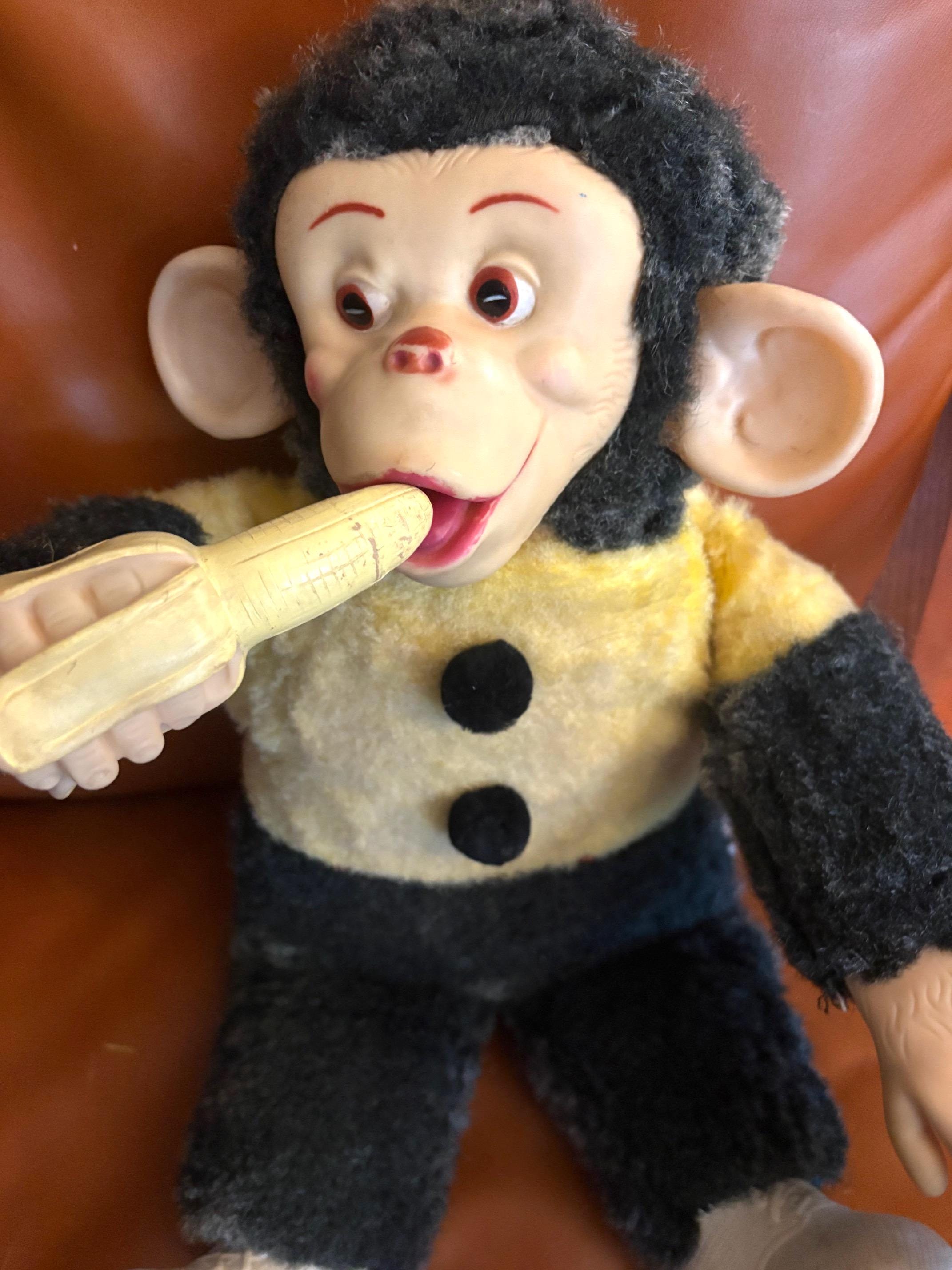 Vintage 50s Mr Bim Zip Zippy Monkey Chimpanzee W/ Banana Rubber