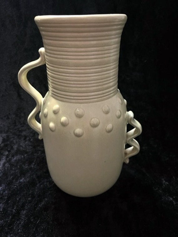 Vintage White Vase with Asymmetrical Handles Vintage White Vase with Asymmetrical Handles