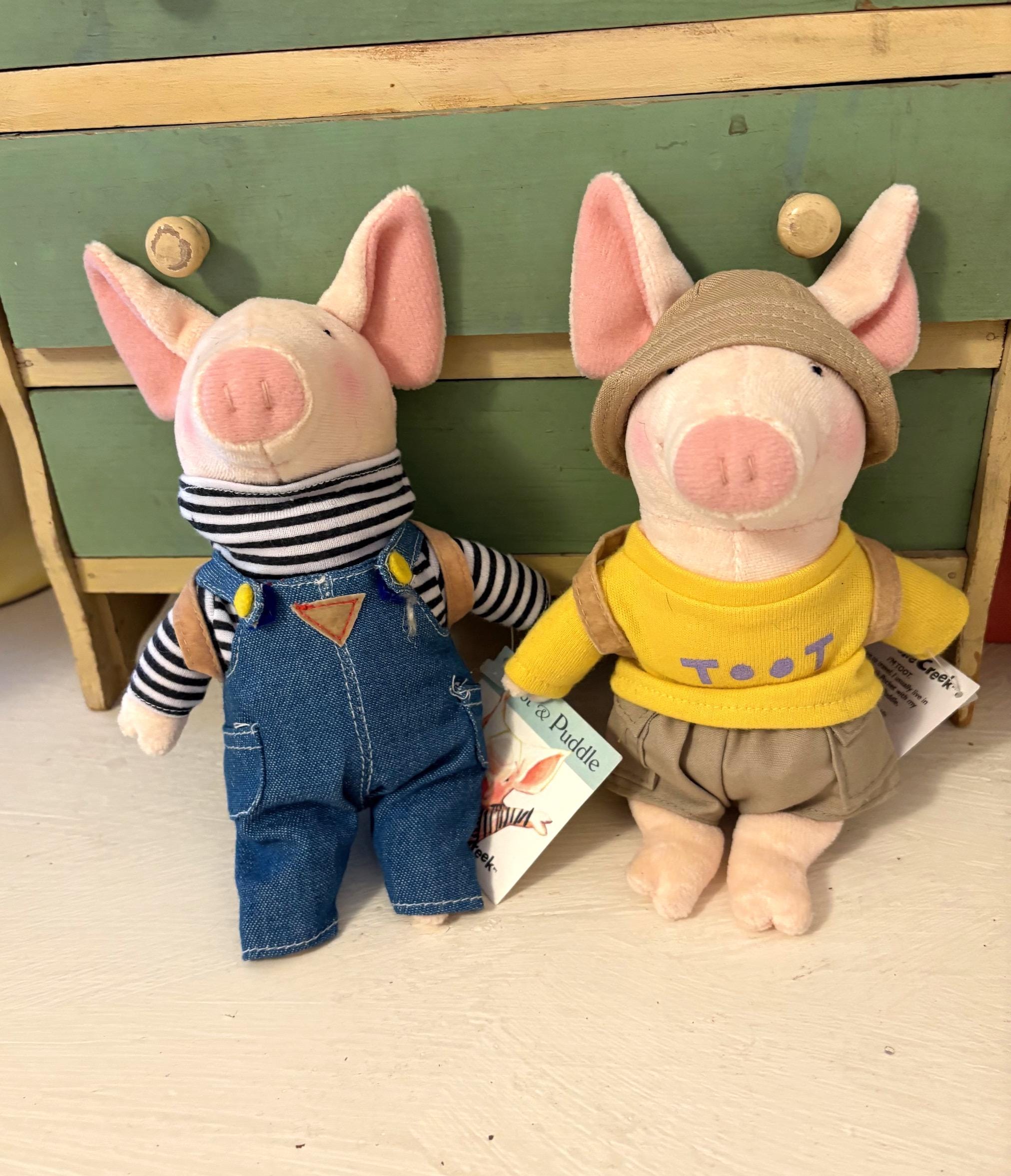 Vintage 90s Crocodile Creek Toot & Puddle Pink Pig Plush Set of 2