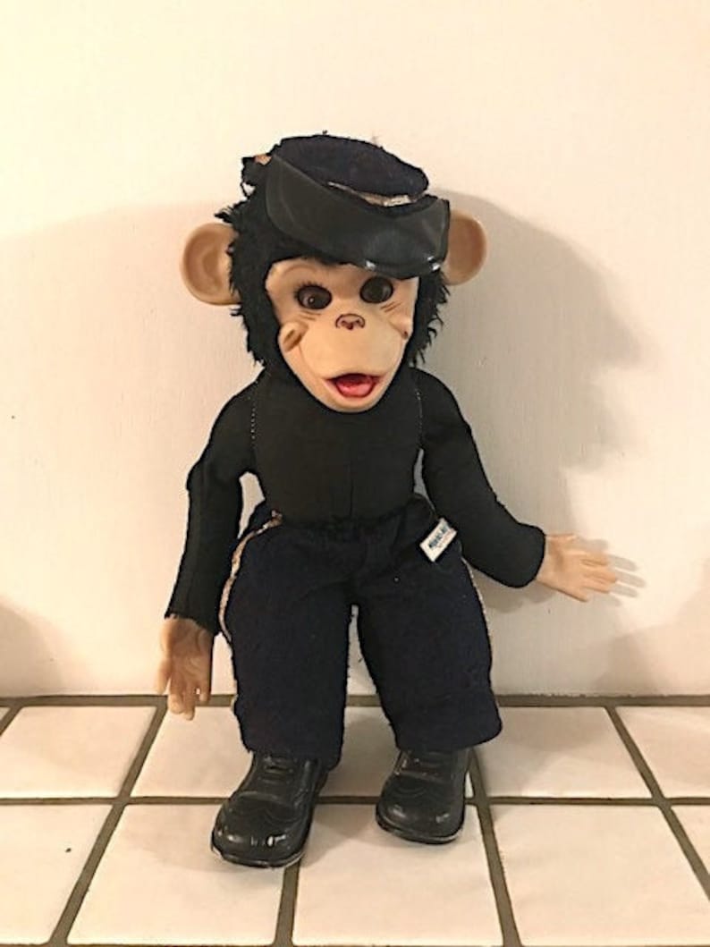 Vintage 50s Rushton Star Creation Military Soldier Monkey Mr Bim Zippy Monkey Chimpanzee Rubber Face and Hands Plush Animal 16" VERY RARE! image 1
