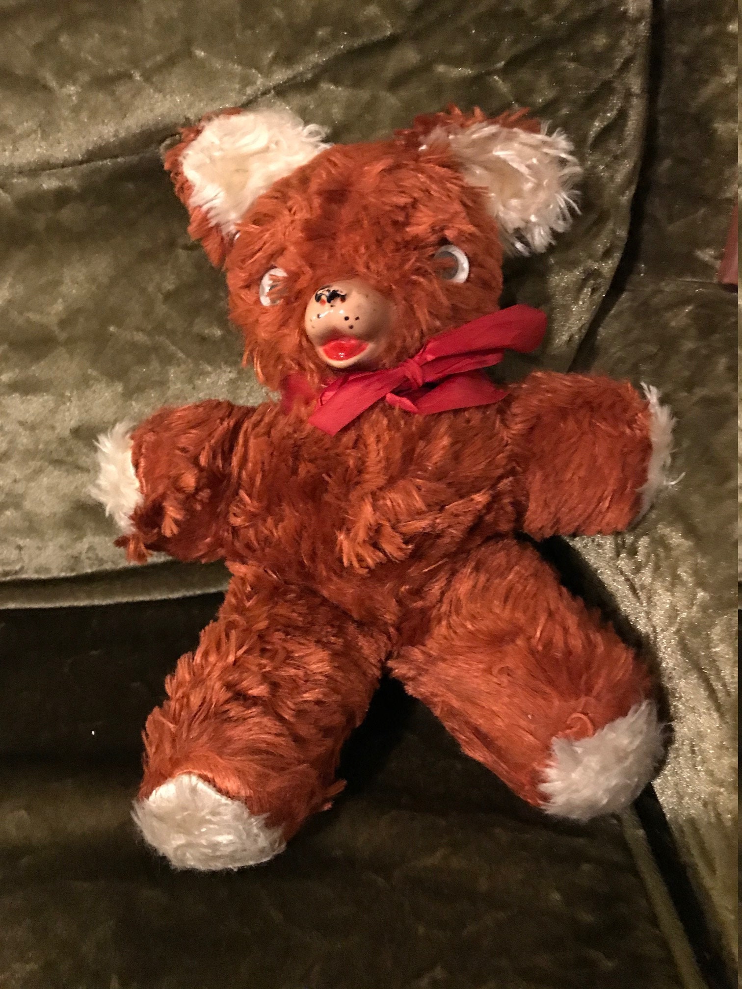 Vintage 50s Teddy Bear With Rubber Nose & Mouth Plush Stuffed Etsy