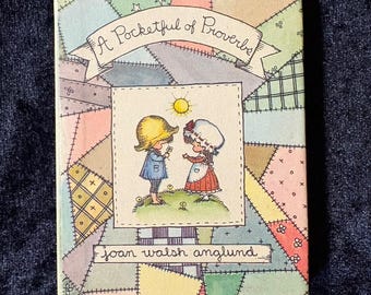 Vintage 60s Joan Walsh Anglund Miniature Book in Slipcase "A Pocketful of Proverbs" Hardcover little Book in Hardcover Slipcase