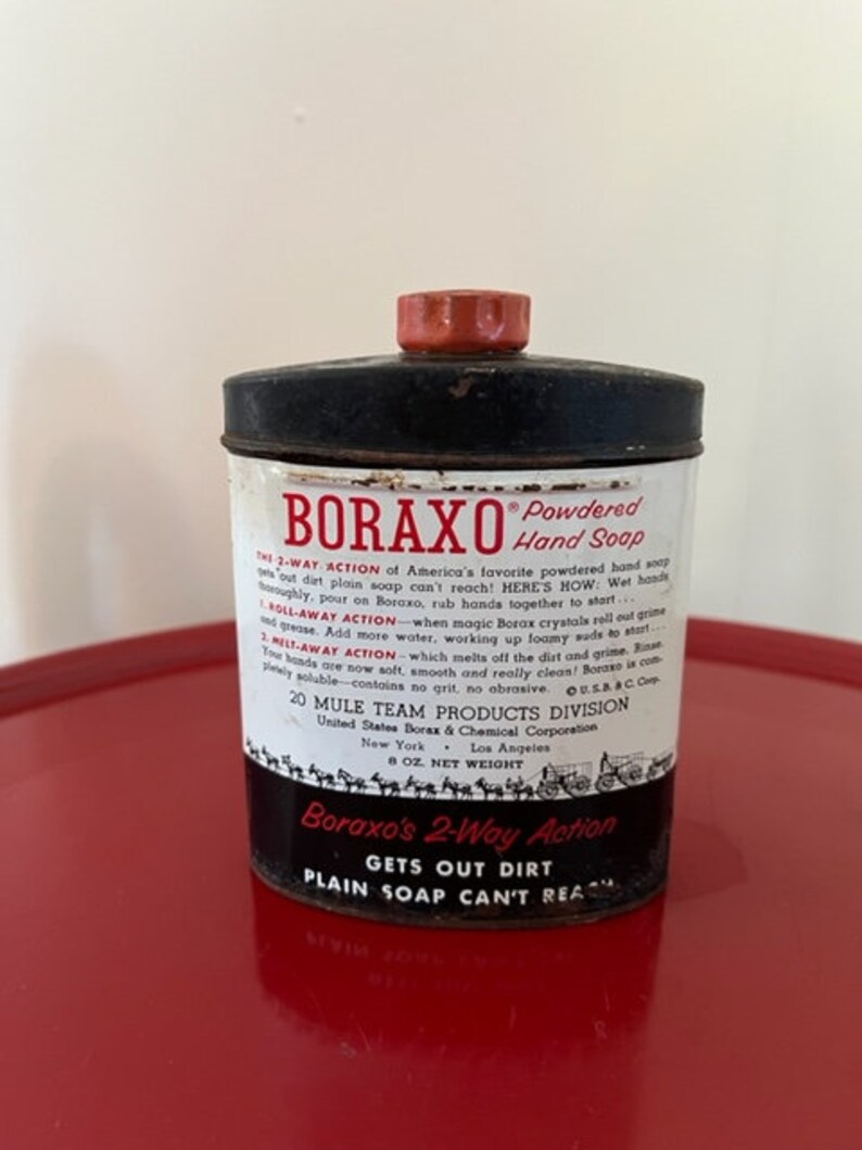 Vintage 50s Borax Metal Tin Boraxo Soap Dispenser Container Etsy