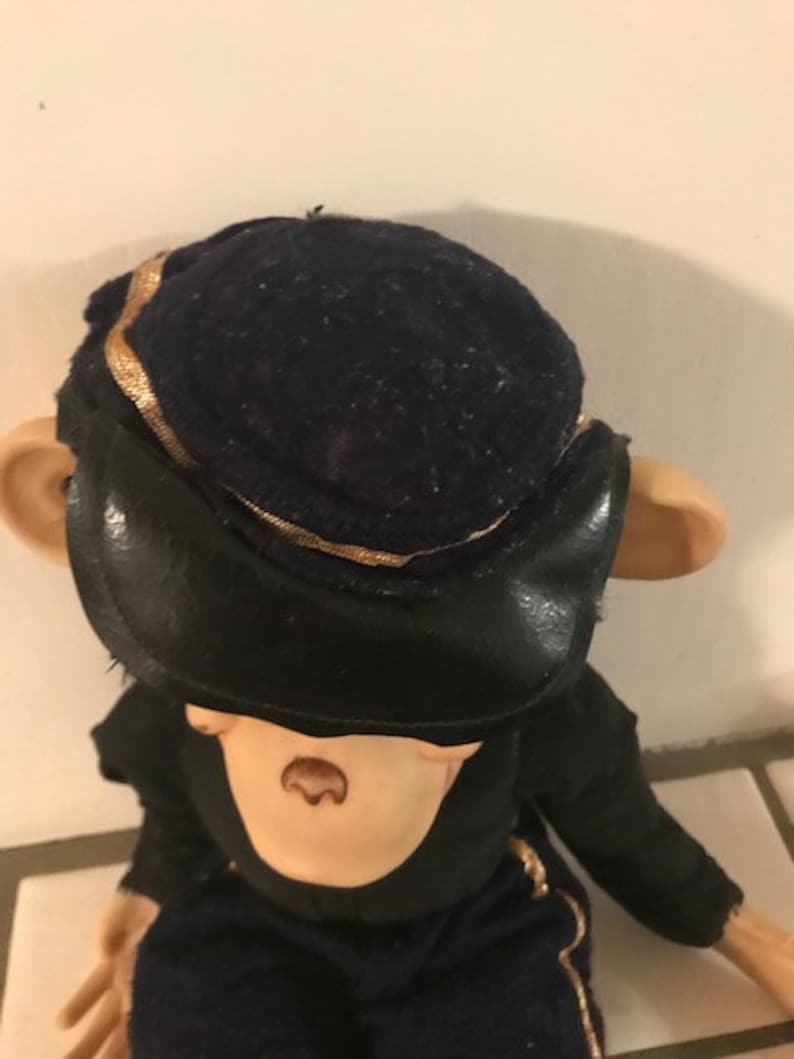 Vintage 50s Rushton Star Creation Military Soldier Monkey Mr Bim Zippy Monkey Chimpanzee Rubber Face and Hands Plush Animal 16" VERY RARE! image 8
