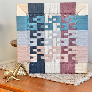 Purple, Blush, Gray, Navy, Blue Hand Woven Wall Hanging Macraweave, Macrame Wall Decor, Fiber Art Geometric Wall Art, Gift for home