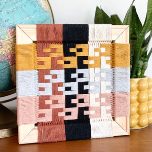 Mustard Yellow, Blush, Gray, Terra Cotta Hand Woven Wall Hanging Macraweave, Macrame Wall Decor, Fiber Art Geometric Wall Art, Gift for home image 4