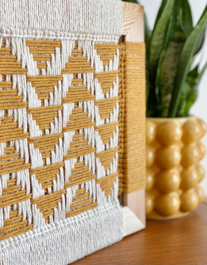 Neutral Hand Woven Wall Hanging Mustard Yellow Macrame Wall Etsy