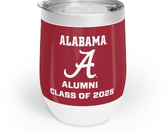 Vaso térmico para vino frío de la CLASE DE EXALUMNOS de Alabama Crimson Tide (elige tu año de graduación) - Copa de abanico