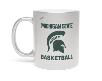 Michigan State Spartans BASKETBALL Metallic Mug (Silver)
