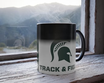 Color Changing! Michigan State Spartans TRACK & FIELD ThermoH Morphin Ceramic Coffee Mug - Heat Sensitive - Fan Cup