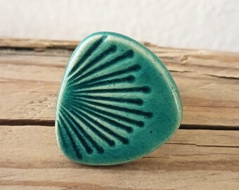 Ceramic Light Blue Statement Ring, Turquise ceramic ring, Geometrical ring, Summer boho ring