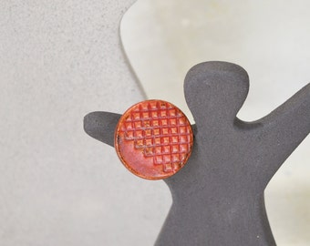 Anello di dichiarazione rosso in ceramica, anello in ceramica unico
