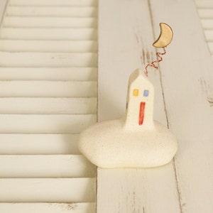 Artistic Handmade Ceramic House, Ceramic Pebble house, Collectible Miniature House